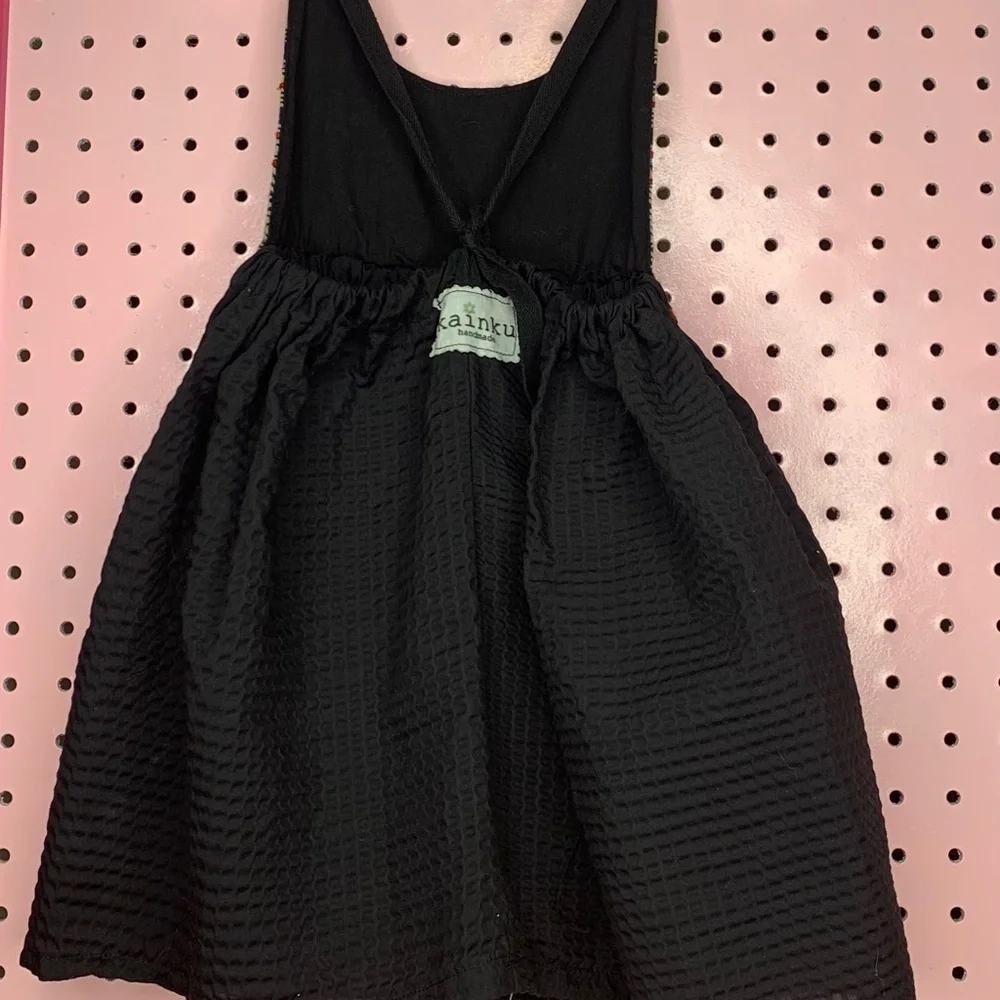 Kainku Handmade Boho Girls Dress Size 3T Navy Embroidered Boutique Style